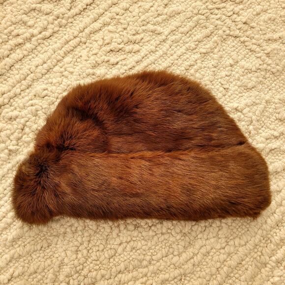 VTG Mink Fur Hat Genuine Brown Fur - Picture 1 of 6